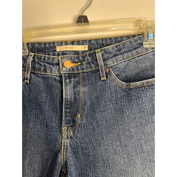 LEVIS 711 SKINNY WOMENS JEANS DARK WASH MID-RISE 31X30 (HEM IS CUT) - Picture 2 of 9